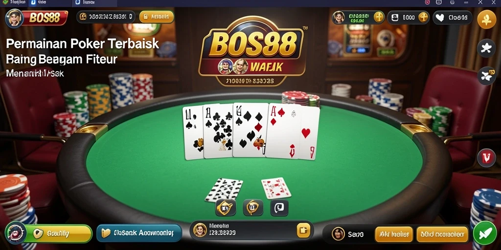 Screenshot utama <strong>BOS88</strong> menampilkan intens suasana permainan poker yang menarik.