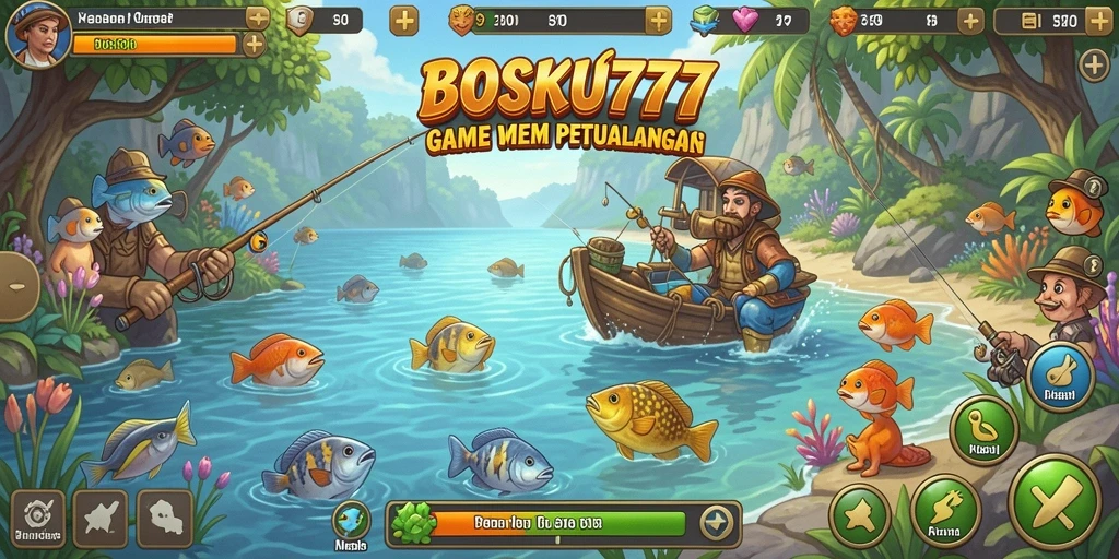 Tampilan gameplay memancing yang seru dan mendebarkan.