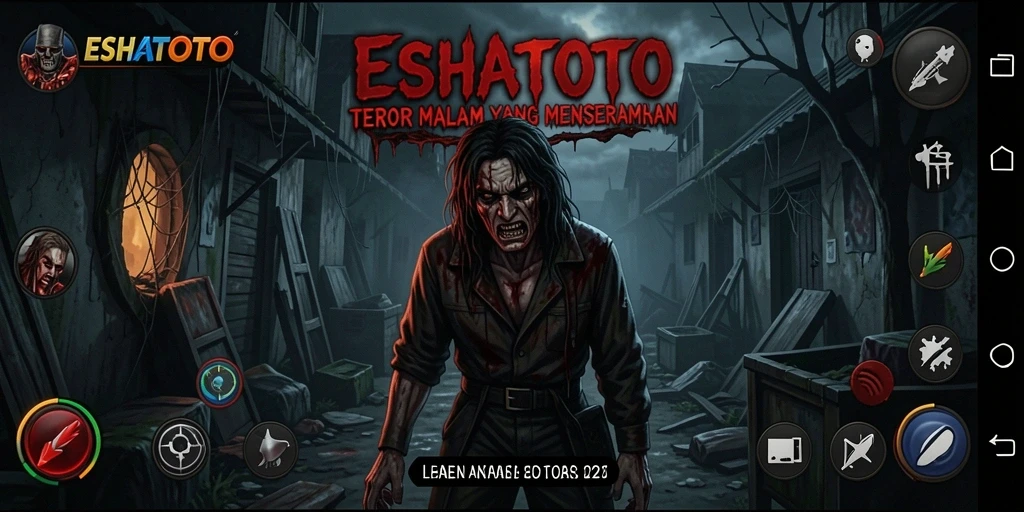 Screenshot gameplay ESHATOTO dengan suasana horror yang mencekam.