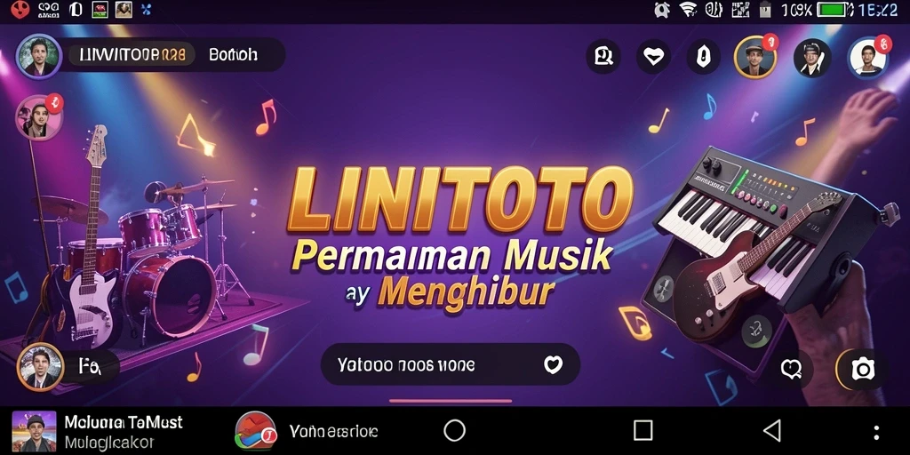 Tangkapan layar LINITOTO menunjukkan pemain beraksi mengikuti irama musik yang dinamis.
