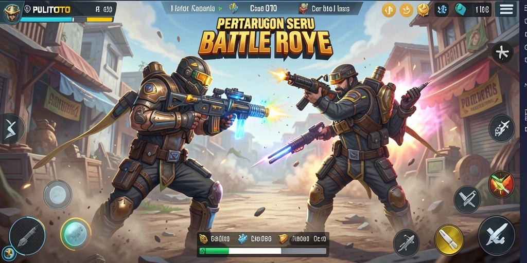 Tampilan gameplay PULITOTO saat pertarungan Battle Royale intens.