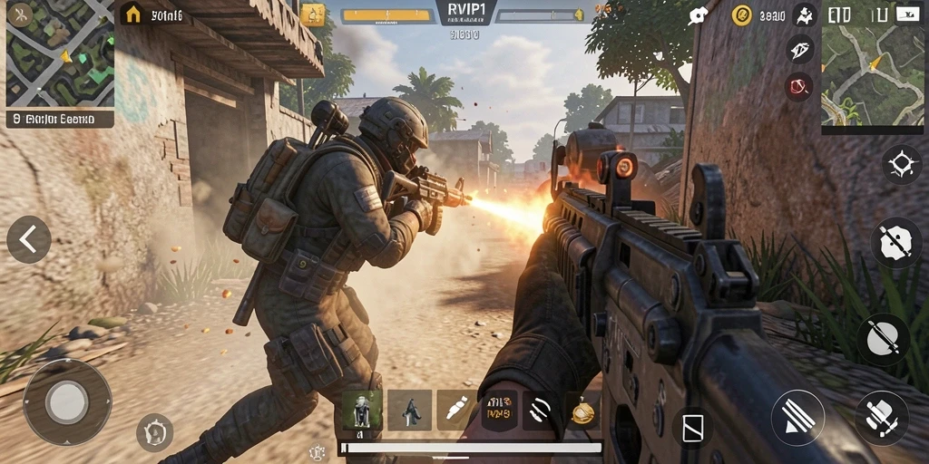 Screenshot utama RVIP1 menampilkan aksi seru dalam gameplay TPS.