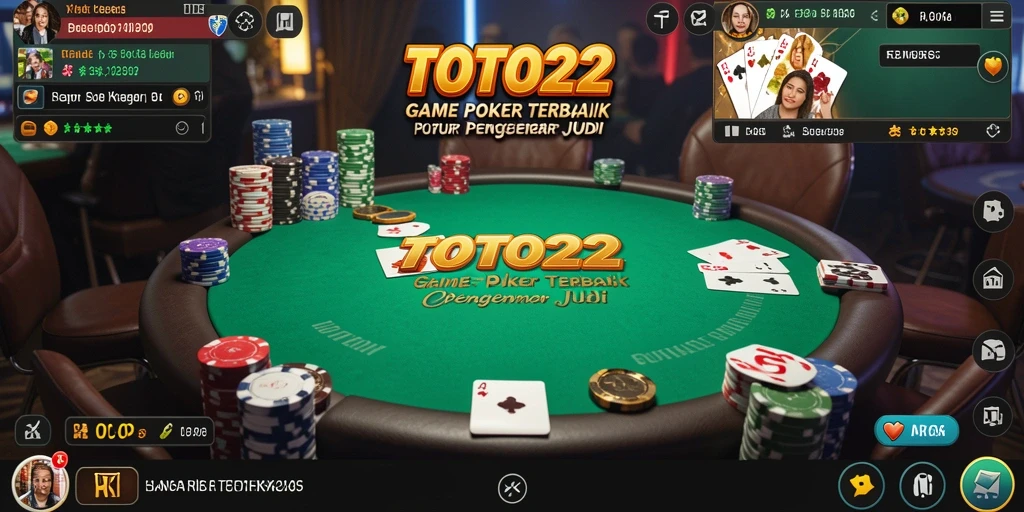 Screenshot menunjukkan gameplay seru di meja poker TOTO22.